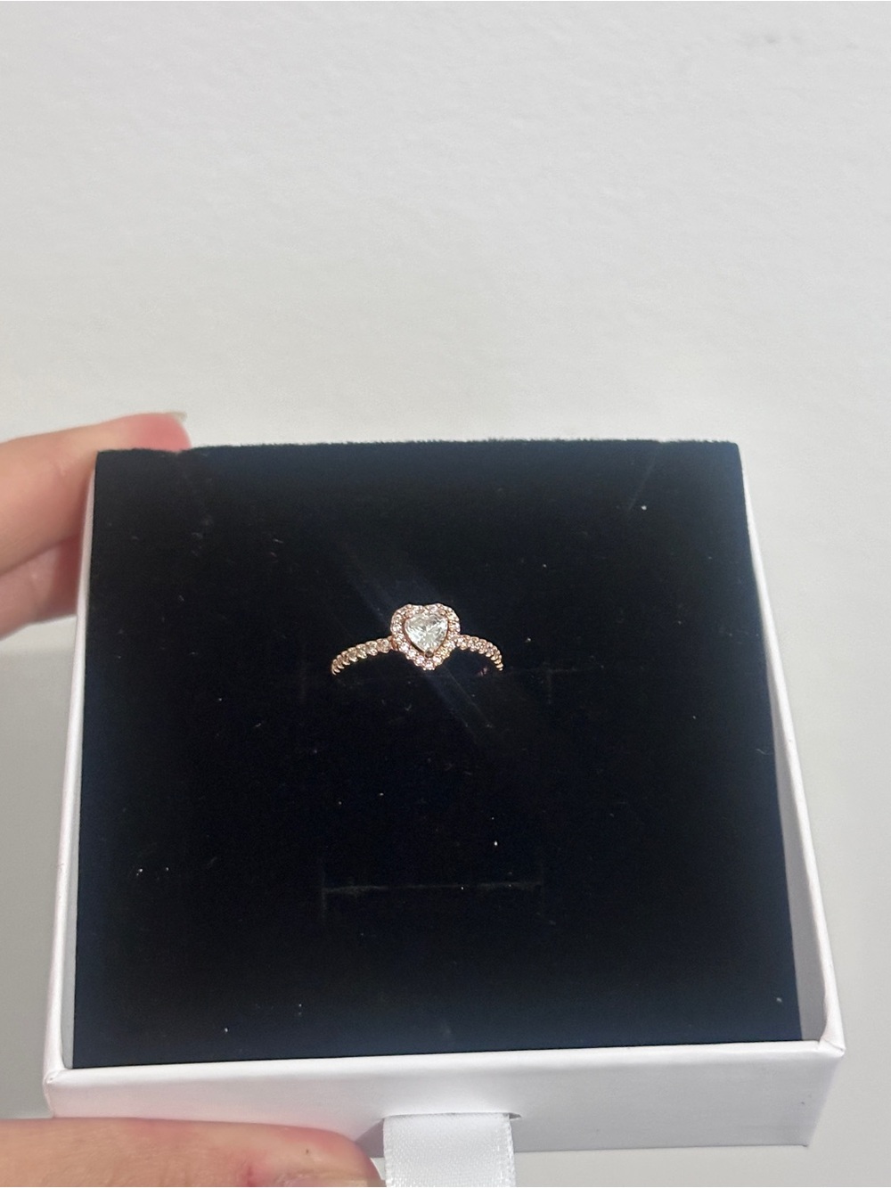 Pandora Rose Gold Heart Halo Ring with Clear Stone